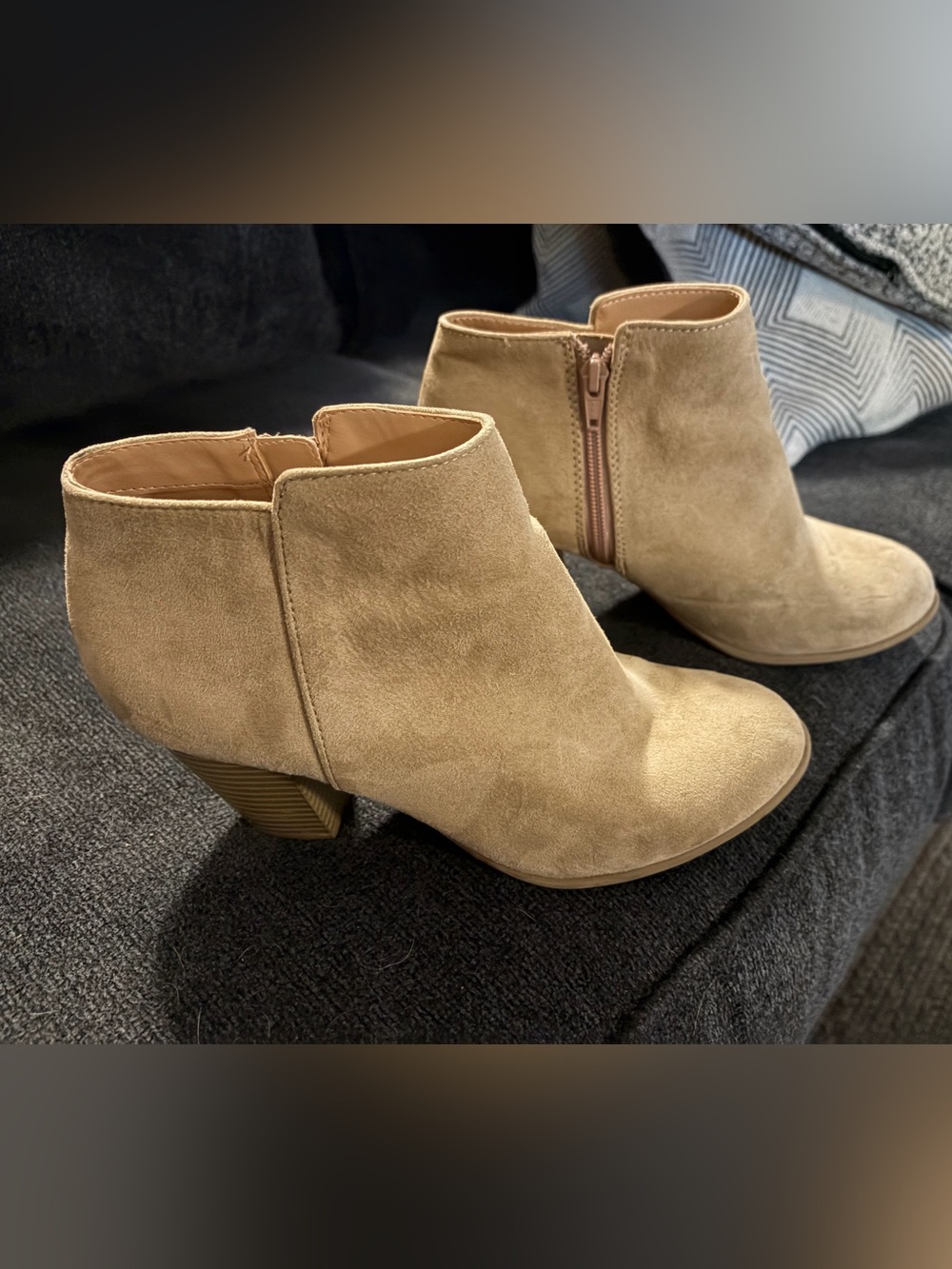 Old Navy Beige Suede Ankle Booties